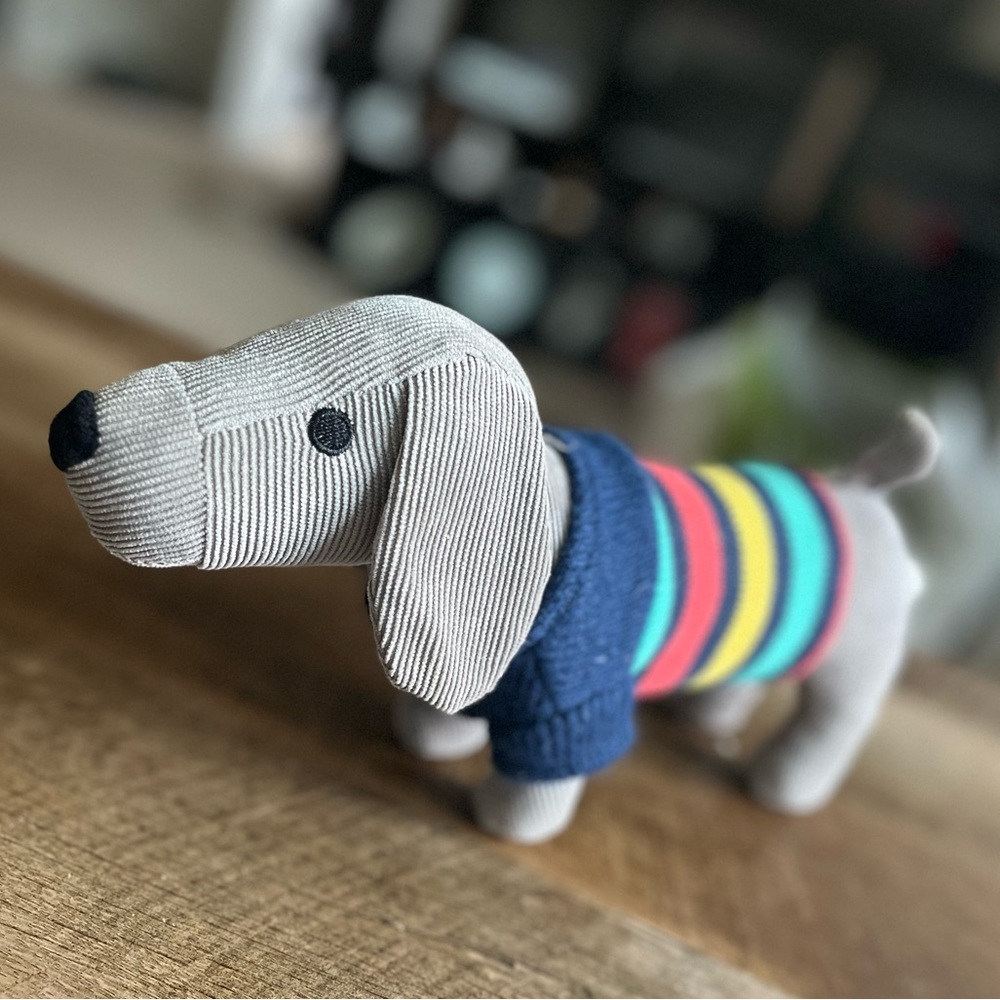 Pillowfort dachshund in a cozy sweater